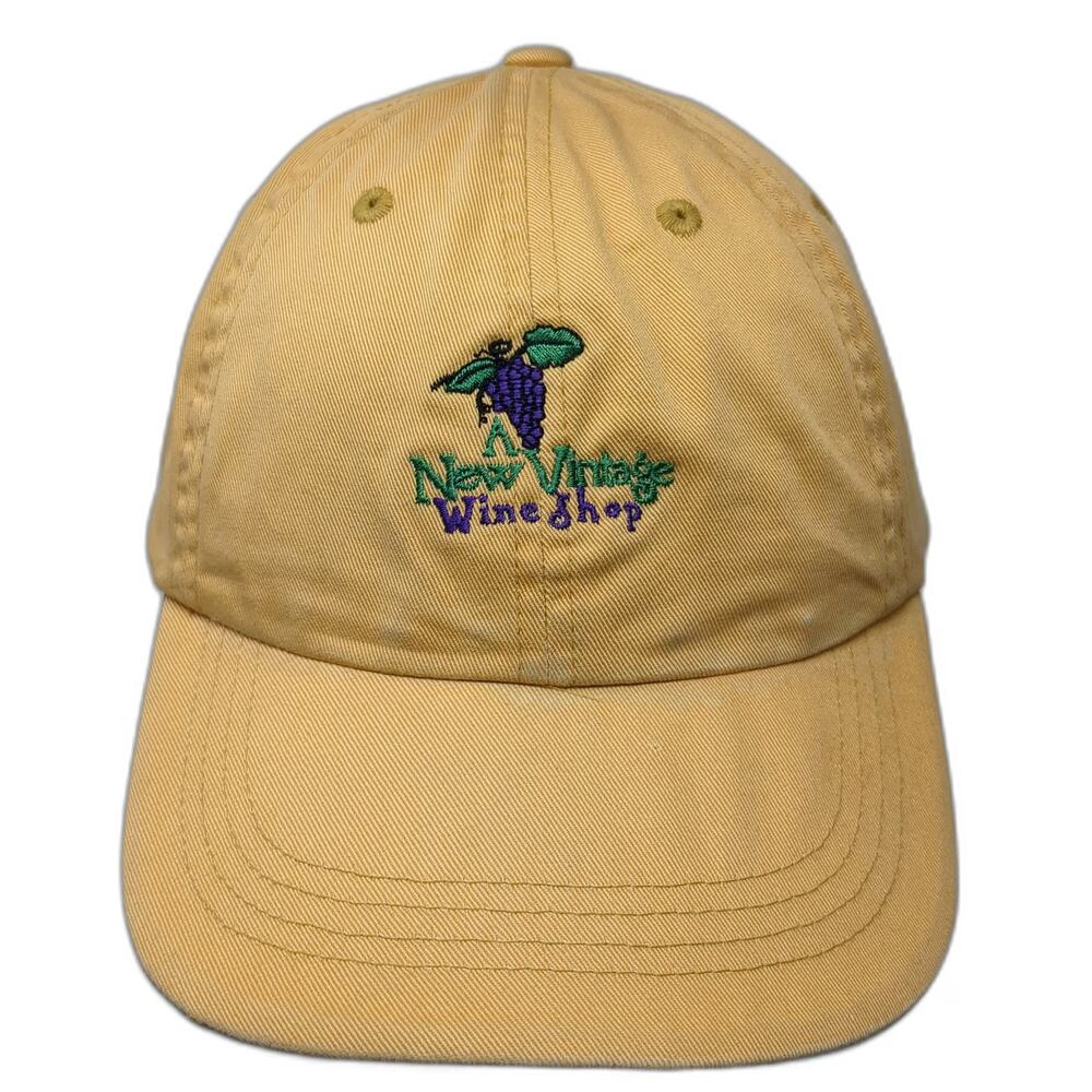 Port Authority Baseball Cap Yellow One Size Wine Shop Grapes Embroidered Hat